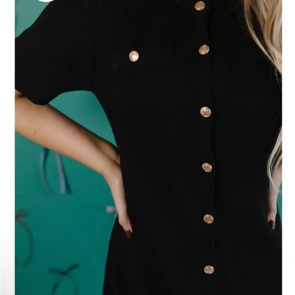Nevaeha Black Knit Mini Dress with Buttons - Picture 9 of 9